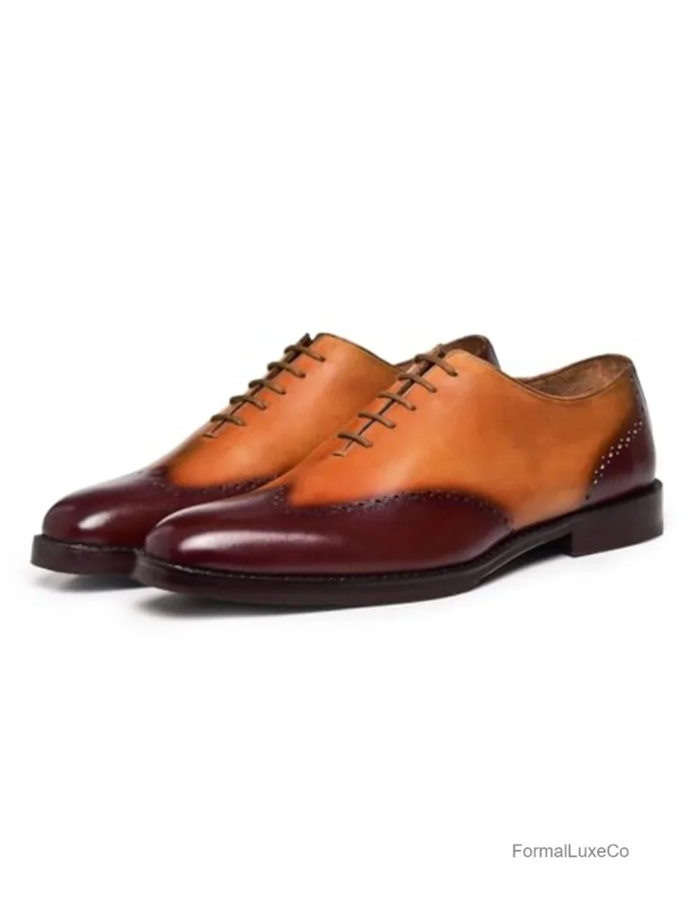 Men's Handcrafted Wholecut Oxford Dress Shoes Genuine Leather Lace Up